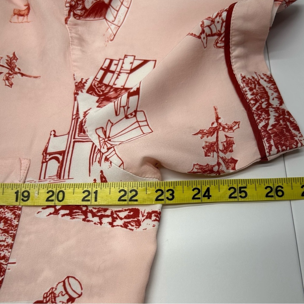 KATIE KIME WOMENS APRES SKI TOILE RED HOLIDAY PRINT THEME PAJAMA TOP LG - Picture 11 of 16
